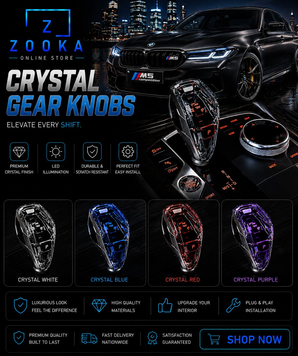 CRYSTAL GEAR KNOBS
